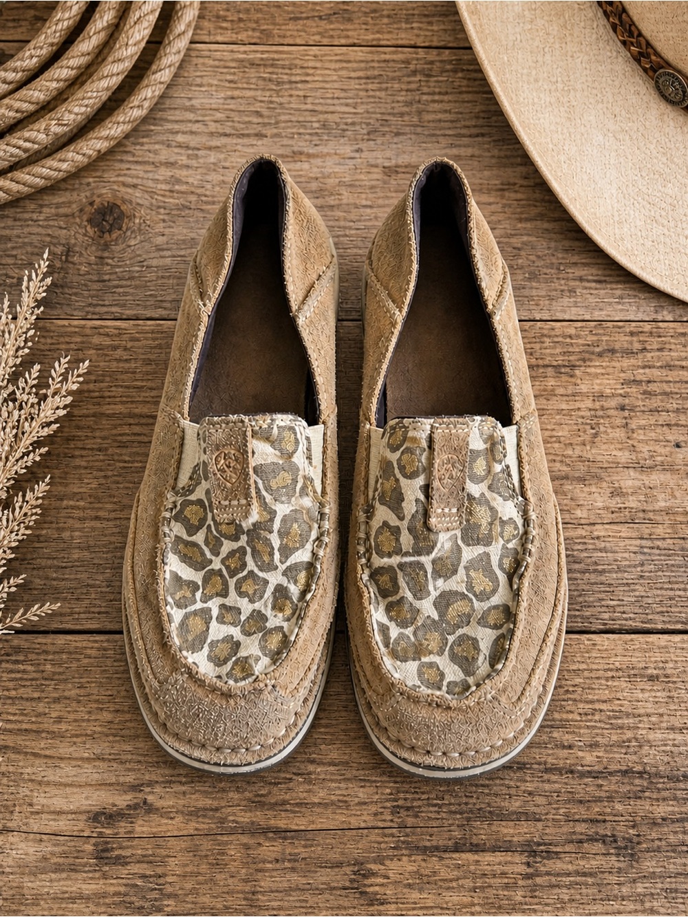 Ariat Cruiser Leather Slip Ons Brown Leopard/Cheetah Women’s 7
